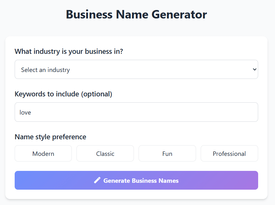 Business naming concept
